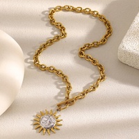 Parure de bijoux fantaisie anti-ternissement en acier inoxydable plaqué or 18 carats, motif soleil multicolore, comprenant collier, bracelet et boucles d'oreilles pour femme