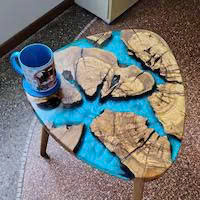 Mesa de centro personalizada de madera de olivo y resina epoxi, estilo rústico moderno, para sala de estar, precio de fábrica. - Product Image 3