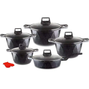 Kitchen <strong>Saucepan</strong> Casseroles <strong>Induction</strong> Camping12pcs Non Stick Cooking Pans Pot Granite Aluminum Cookware Set - Product Image 2