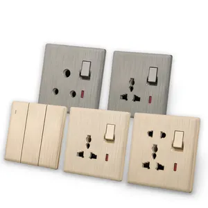 wholesale new design PC ultra-thin wire drawing wall switch socket modern luxury wall switch switches and socket