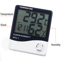 Hygromètre numérique LCD pour cils, thermomètre, station météo avec horloge, intérieur/extérieur, maison