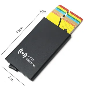 Tempat Kartu Kredit ID Anti Maling Porte Carte Dompet Logam Aluminium Tipis Kotak Saku Bank Kotak Kartu Kredit Pria Wanita - Product Image 1