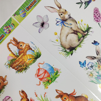 Autocollant lapin et œufs de Pâques pour la décoration de la chambre de bébé, autocollant pour fenêtre de réfrigérateur, décoration de la maison