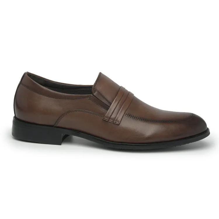 Handmade Italian Men Dress Loafers Shoes Elegant Brown Leather Shoes Slip-on Handmade Office Shoes