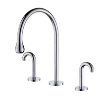 Robinet de lavabo moderne à double poignée en laiton brossé doré, 3 trous, à poser sur le comptoir, prix usine