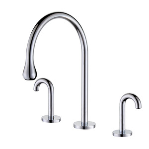 Robinet de lavabo moderne à double poignée en laiton brossé doré, 3 trous, à poser sur le comptoir, <span class=keywords><strong>prix</strong></span> usine - Product Image 6