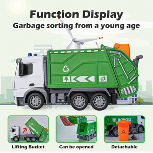 SINO 2,4 GHz 1:24 escala 6CH <span class=keywords><strong>R</strong></span>/C camión de reciclaje con juego de juguetes ligeros con luces de cubo de basura recargable basura de gestión de residuos - Product Image 4