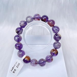 Venta caliente Natural 12Mm Purple Phantom Crystal Bracelet para meditación profunda y protección psíquica - Product Image 1