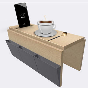 Protecteur antidérapant personnalisé d'organisateur de salon de plateau d'accoudoir de canapé en bois de bambou avec le sous-verre de porte-boisson pour l'usage de vaisselle - Product Image 3