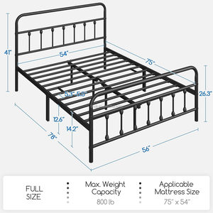 <span class=keywords><strong>Letto</strong></span> Matrimoniale in <span class=keywords><strong>Ferro</strong></span>, Struttura in Acciaio Rinforzato con Testiera e Vano Contenitore, Presa di Corrente Integrata, Facile Montaggio - Product Image 3