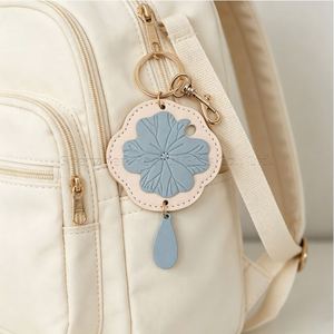Elegant PU Leather Lotus Leaf Key Holder Colorful Floral Handbag Decoration Car Pendant Keychain Promotional <b>Gifts</b> for Women - Product Image 3