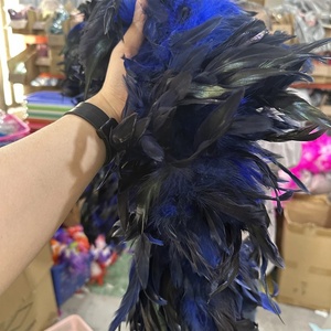2メートル長いルースターチキンフェザーボアブラックDIYスカーフ染めパターン工芸用ショールウェディングパーティー服コスプレデコレーション - Product Image 2