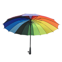 Parapluies en pongee arc-en-ciel en gros avec logo personnalisé, 16 baleines en alliage, coupe-vent, ouverture automatique, grand modèle droit, 190T, luxe moderne