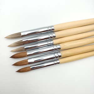 Nuevo pelo de animal imitado <span class=keywords><strong>Kolinsky</strong></span> mango de madera de bambú cepillo de uñas acrílico prensado - Product Image 1
