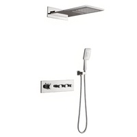 Nouvelles panneaux de douche muraux multifonctions pour salle de bain, mitigeur de douche encastré, tête rectangulaire, double matériau en laiton, doux