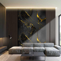 Panneau mural PVC adhésif pelable de luxe platine marbre, facile à installer, pour fond de télévision, vente en gros