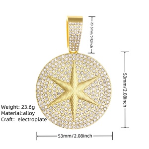 Collier chaîne cubaine en alliage style hip-hop avec pendentif croix entièrement sertie de diamants, design exagéré et transfrontalier - Product Image 2