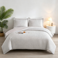 Ensemble de housse de couette en coton gaufré HONI 100% - Style moderne - Respirant - Literie texturée de luxe - Pour toutes les saisons - Réversible - Doux