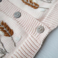 Vêtements d'hiver pour filles sur mesure pull cardigan pour bébé en laine tricoté à la main avec broderie florale