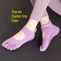 Chaussettes de yoga à cinq orteils avec logo personnalisé, antidérapantes, chaussettes de Pilates avec talon ouvert pour l'entraînement en studio
