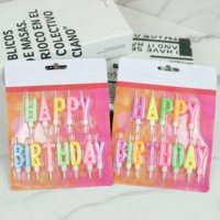 Nouvelles bougies d'anniversaire personnalisées avec design de paquet, bougies en forme de lettres arc-en-ciel pastel pour gâteau, pour fête
