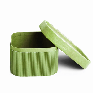 Tùy Chỉnh Mạnh Mẽ Stackable Hộp Giấy Trang Trí Khay Fluted Tông Livingroom Lưu Trữ Giỏ Hộp Giấy Với Da Giống Như Có Nắp Đậy - Product Image 2