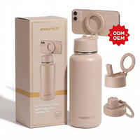 Bouteille d'eau isotherme en acier inoxydable de 32 oz avec couvercle magnétique, multifonctionnelle, compatible MagSafe, pour la gym et le fitness