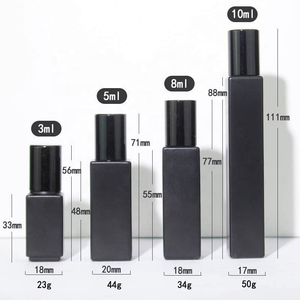 Botella de Vidrio Rectangular Negra de 10 ml con Rodillo, Acabado Mate, Envase con Rodillo para Aceites Esenciales para el Cuidado Personal - Product Image 2
