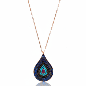 Pendentif en argent Sterling 925 fait à la main, pierre mixte, goutte d'eau, bijoux élégants et à la mode, vente en gros - Product Image 2