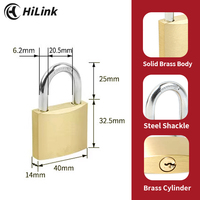 HiLink BRP40 Fabricant personnalisé Cadenas en laiton durci anti-coupure robuste pour extérieur avec anse en acier et clé CE