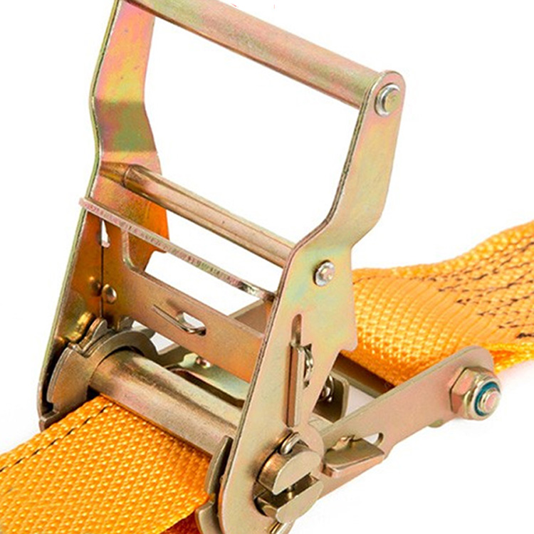 Желтый автомобильный ремень из полиэстера, ремень для крепления груза, плоский ремень с храповым механизмом