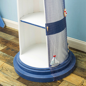 Mediterranean Style Lighthouse CD Rack 1.4m Solid <b>Pine</b> Storage Display <b>Cabinet</b> Living Room Decor - Product Image 3