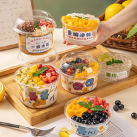 Prix d'usine Jingyu Logo personnalisé 8/12/14/16/24oz Gobelets en plastique PET RPET Conteneurs à emporter Bols à salade et fruits avec couvercle
