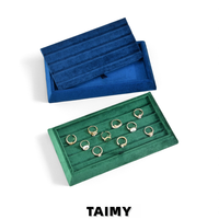 Plateau de présentation en velours diamanté multi-compartiments pour bagues et boucles d'oreilles, organisateur de bijoux pour vitrine de magasin de détail