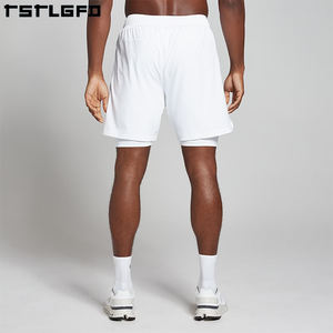Short de sport écologique 2 en 1 de haute qualité pour hommes tissu en coton à séchage rapide Style décontracté solide pour les entraînements de fitness recyclés - Product Image 5