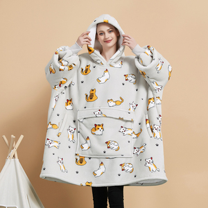 Sweat-shirt à capuche en forme de couverture portable surdimensionnée pour adultes, chaud pour l'hiver, avec grande poche, confortable et long - Product Image 3