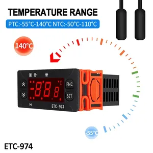 Contrôleur de température numérique LCD industriel ETC-974, double capteur NTC, thermostat de réfrigérateur, régulateur de dégivrage - Product Image 1