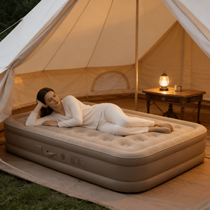 Lit d'air gonflable pour le <span class=keywords><strong>camping</strong></span> avec pompe intégrée, matelas gonflable portable imperméable et anti-fuite pour les voyages, la maison et les invités - Product Image 4