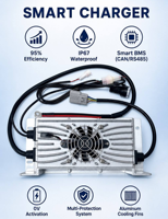 Chargeur de batterie ATV UTV 60V 20A LNLEE 16S Li-ion avec puce intelligente, sortie stable pour véhicule de loisirs, livraison rapide