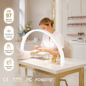FOSOTO Lámpara de <span class=keywords><strong>Uñas</strong></span> UV LED de <span class=keywords><strong>Media</strong></span> <span class=keywords><strong>Luna</strong></span> de Gran Tamaño 750mm para Manicura y Artistas del Tatuaje, Lámpara de Escritorio e Iluminación de Belleza para <span class=keywords><strong>Uñas</strong></span> y Anillos - Product Image 1
