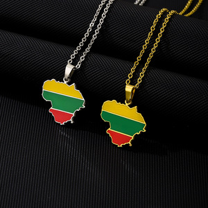 Collar con Colgante de Mapa de <span class=keywords><strong>Lituania</strong></span>, Estilo Vintage, para Hombre y Mujer, Cadena de Acero Inoxidable para Suéter, Accesorios - Product Image 3