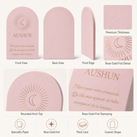 Carte en papier épais rose avec impression offset en feuille d'or rose, insert d'emballage de remerciement