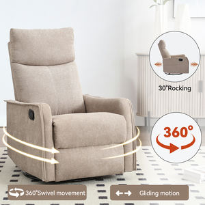 Khaki Fabric Manual Recliner <span class=keywords><strong>Chair</strong></span> Mit 110 155 ° Liegen 360 ° Drehbare Schaukel 8 Punkt <span class=keywords><strong>Massage</strong></span> Lendenwirbel heizung Seiten taschen <span class=keywords><strong>Sofo</strong></span> - Product Image 3