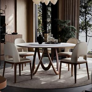 Commercio all'ingrosso di fabbrica mobili per la casa di vendita calda tavolo da pranzo italiano luce gambe in legno di lusso con marmo rotondo tavolo da pranzo - Product Image 4