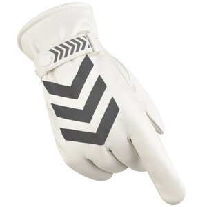 Gants en cuir d'hiver pour hommes doublure en polaire épaissie réfléchissante coupe-vent imperméable pour garde de sécurité Traffic Command Patrol Ski - Product Image 5