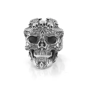 Bán Buôn Tùy Chỉnh 925 Sterling Silver Dragon Skull Head Ghost Nhẫn Cho Nam Giới