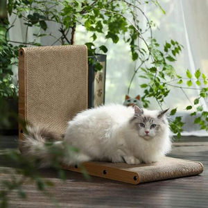 <span class=keywords><strong>FUKUMARU</strong></span> Griffoir pour chat en forme de L écologique 13,5 cm à motif rayé, à fixer au mur, pour chats d'intérieur, avec jouet à bille et boîte de jeu - Product Image 5