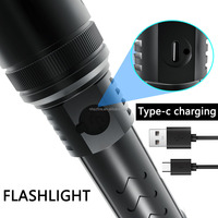 Lampe torche tactique en alliage d'aluminium pour la défense personnelle, haute luminosité, rechargeable avec batterie et zoom