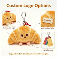 Porte-clés en peluche Croissant, mignon et doux, en forme de nourriture, avec logo personnalisé