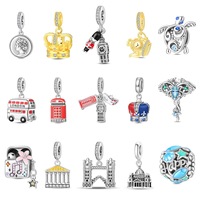 Pendentif Big Ben style britannique, perle en tungstène plaqué argent, accessoire DIY, article d'exportation populaire (TK) – Design original